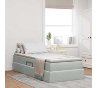QJBSAVVA Lit avec Rangement et Matelas 100x200 cm Velours Gris Clair, sommier métal Noir, Levage hydraulique Moderne, lit Adulte Une Personne, Solution Espace Chambre