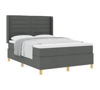 QJBSAVVA Lit Box Spring 140x190 cm avec Matelas et Tête de Lit Gris | Mobilier de chambre élégant avec tête de lit réglable en hauteur, matelas à ressorts ensachés et pieds dorés.