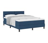 QJBSAVVA Lit Box Spring 160x200 cm avec Matelas et Tête de Lit Bleu | Mobilier de chambre à coucher avec sommier en bois, tête de lit réglable et garnissage en tissu bleu respirant.
