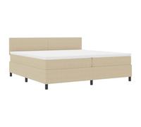 QJBSAVVA Lit Box Spring 200x200 cm en Velours Côtelé Gris et Blanc | Mobilier de chambre moderne avec cadre en bois robuste, matelas ergonomiques et tête de lit ajustable en hauteur.