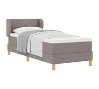 QJBSAVVA Lit Box Spring 80x200 cm avec Matelas et Surmatelas Taupe | Mobilier pour chambre à coucher avec sommier robuste en bois de pin massif et tête de lit réglable.