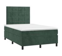 QJBSAVVA Lit Boxspring 120x190 avec Matelas et Surmatelas Vert Foncé | Ensemble complet de lit en velours avec tête de lit réglable pour optimiser le confort de votre chambre.
