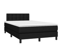 QJBSAVVA Lit Boxspring 120x190 cm avec Matelas et Surmatelas Noir | Ensemble complet lit double et matelas pour chambre, tête de lit réglable en tissu noir résistant.