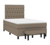 QJBSAVVA Lit Boxspring 120x190 cm avec Matelas Surmatelas Banc Taupe