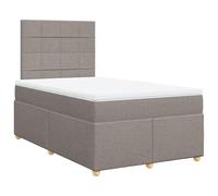 QJBSAVVA Lit Boxspring 120x200 cm Taupe avec Matelas et Surmatelas | Ensemble lit complet avec tête de lit réglable, sommier et matelas confort pour optimiser votre chambre à coucher.