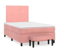 QJBSAVVA Lit Boxspring 120x200 cm Velours Rose Ensemble de Lit avec Banc