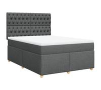 QJBSAVVA Lit Boxspring 140x190 cm avec Matelas et Surmatelas Gris | Ensemble lit double complet avec tête de lit réglable pour chambre à coucher, sommier et surmatelas déhoussable.