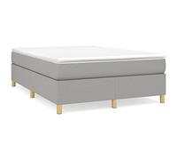 QJBSAVVA Lit Boxspring 140x200 cm avec Matelas et Surmatelas Gris Clair | Ensemble de couchage complet pour chambre à coucher avec sommier en contreplaqué et revêtement en tissu.