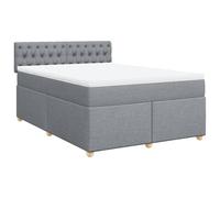 QJBSAVVA Lit Boxspring 140x200 cm avec Matelas et Surmatelas Gris | Ensemble de lit complet pour chambre à coucher avec matelas à ressorts ensachés et surmatelas amovible lavable.