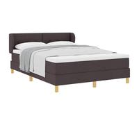 QJBSAVVA Lit Boxspring 160x200 avec Matelas et Surmatelas Marron Foncé | Ensemble de lit complet pour chambre avec tête de lit réglable, cadre en bois robuste et matelas à ressorts ensachés.