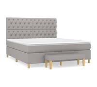 QJBSAVVA Lit Boxspring 160x200 Matelas Ressorts Surmatelas et Banc Gris | Ensemble complet de lit capitonné avec tête de lit réglable, surmatelas et banc pour optimiser votre chambre à coucher.