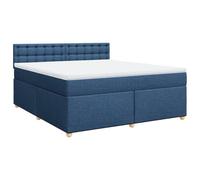 QJBSAVVA Lit Boxspring 180x200 cm avec Matelas et Surmatelas Tissu Bleu | Ensemble lit complet pour chambre à coucher avec matelas à ressorts ensachés et surmatelas déhoussable.