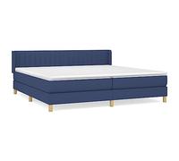 QJBSAVVA Lit Boxspring 200x200 cm avec Matelas et Surmatelas Bleu | Ensemble lit complet avec tête de lit réglable et matelas pour optimiser le confort de votre chambre à coucher.