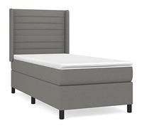 QJBSAVVA Lit Boxspring 80x200 cm avec Matelas Surmatelas Tissu Gris Foncé | Ensemble lit complet avec matelas à ressorts, surmatelas et tête de lit réglable pour votre chambre.
