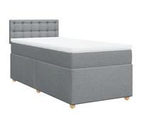 QJBSAVVA Lit Boxspring 90x190 cm Tissu Gris avec Matelas et Surmatelas | Ensemble de lit 1 personne pour chambre avec matelas à ressorts ensachés et surmatelas déhoussable lavable.
