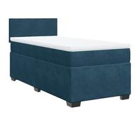QJBSAVVA Lit Boxspring 90x200 avec Matelas et Surmatelas Bleu Foncé | Cet ensemble complet de lit pour chambre adulte combine un matelas a ressorts et un surmatelas en velours doux.