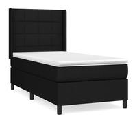 QJBSAVVA Lit Boxspring 90x200 cm avec Matelas et Surmatelas Noir | Ensemble lit avec tête réglable et soutien mi-ferme, idéal pour embellir votre chambre à coucher.