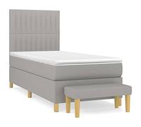 QJBSAVVA Lit Boxspring Complet 90x200 Gris Clair Ensemble Lit Adulte
