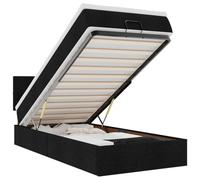 QJBSAVVA Lit Coffre 100x200 cm Noir avec Matelas Ressorts et Surmatelas | Ce lit coffre pour chambre offre un grand espace de rangement sous le sommier et un confort de sommeil optimal.