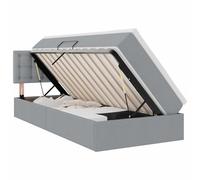 QJBSAVVA Lit Coffre 90x190 cm avec Matelas et Tête de Lit Gris Clair | Lit adulte 1 place avec sommier relevable et grand espace de stockage pour optimiser votre chambre à coucher.