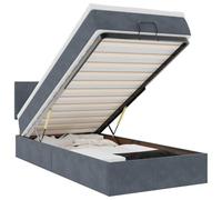 QJBSAVVA Lit Coffre 90x200 Velours avec Matelas Ressorts Gris | Optimisez votre chambre avec ce lit coffre à vérins hydrauliques offrant un grand rangement et un sommeil réparateur.