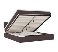 QJBSAVVA Lit Coffre Ottoman 200x200 cm avec Matelas Tissu Marron | Optimisez votre chambre à coucher grâce au grand coffre de rangement hydraulique et profitez d'un sommeil réparateur.
