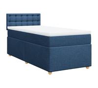 QJBSAVVA Lit Complet 100x200 cm avec Matelas et Surmatelas Bleu 4-en-1 | Ensemble lit rembourr% avec sommier % lattes, matelas ferme et surmatelas lavable pour chambre % coucher moderne.