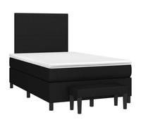 QJBSAVVA Lit Complet 120x190 Noir Sommier Matelas Surmatelas et Banc | Ensemble de lit 5 pi%ces en tissu noir pour chambre % coucher, avec matelas % ressorts et banc rembourr%.