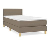 QJBSAVVA Lit Complet avec Matelas et Surmatelas 90x190 cm Taupe Tissu | Lit une place avec tête de lit réglable et matelas à ressorts pour optimiser le confort de votre chambre à coucher.
