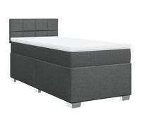 QJBSAVVA Lit Complet avec Matelas et Surmatelas Gris Foncé 90x190 cm | Ensemble lit tapissier pour chambre à coucher avec matelas à ressorts ensachés et surmatelas lavable.