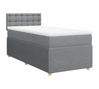 QJBSAVVA Lit Complet Boxspring avec Matelas Ressorts Gris Clair 80x200cm | Ensemble lit avec tête de lit, matelas ergonomique et surmatelas pour optimiser le confort de votre chambre à coucher.