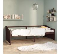 QJBSAVVA Lit d'appoint 3 places, 90 x 200 cm, en pin massif, marron foncé, canapé, canapé-lit, cadre en bois, robuste, 204 x 98 x 66 cm