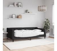 QJBSAVVA Lit de jour, avec matelas, 90 x 190 cm, en tissu noir, moderne, 2 en 1, pour chambre d'amis, chambre d'adolescent et bureau, 213 x 100 x 67 cm, lit d'appoint