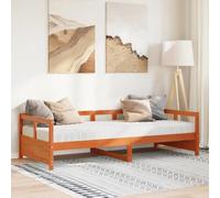 QJBSAVVA Lit de jour en pin massif marron ciré, 80 x 200 cm, avec 2 matelas à lattes H2/H3, sommier à lattes H2/H3, lit d'appoint, simple, double solution de canapé pour salon, chambre à coucher ou