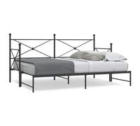 QJBSAVVA Lit de jour, extensible, 2 en 1, noir, 80 x 200 cm, sans matelas, avec cadre en acier, sommier à lattes et sous-lit, espace de rangement pour salon, chambre à coucher, chambre d'adolescent