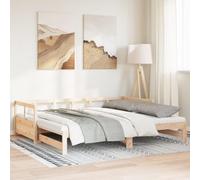 QJBSAVVA Lit de jour extensible en bois massif - 207,5 x 92 x 56 cm - Canapé-lit 2 en 1 - Avec matelas double - 90 x 200 cm - Robuste - Décoration pour chambre d'adolescent - Pour salon, chambre à