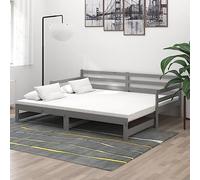 QJBSAVVA Lit de jour, extensible, en pin massif, 2 x 90 x 200 cm, gris, canapé-lit, peu encombrant, pour petits espaces, chambre d'adolescent et salon