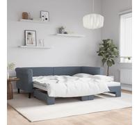 QJBSAVVA Lit de jour, extensible, en velours, gris foncé, 219 x 100 x 68 cm, 2 en 1, avec coffre à roulettes, peu encombrant, pour salon, chambre d'adolescent et bureau