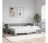 QJBSAVVA Lit de jour, extensible, gris clair, 80 x 200 cm, tissu 2 en 1, cadre en bois et métal, 223 x 90 x 68 cm, design moderne, robuste, pour chambre d'amis, chambre d'adolescent, bureau