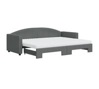 QJBSAVVA Lit de Jour Gigogne 2 en 1 avec 2 Matelas Mousse Gris Foncé | Canapé-lit extensible pour salon ou chambre d'amis. Structure robuste en bois et métal avec lattes en contreplaqué.