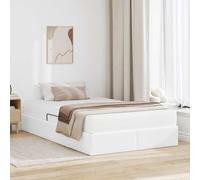 QJBSAVVA Lit de rangement blanc 120 x 190 cm - Cadre en métal avec matelas - Sommier à lattes pliable hydraulique - Lit double pour chambre d'adolescent, chambre à coucher, chambre d'amis