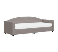 QJBSAVVA Lit de Repos 2 en 1 avec Matelas Mousse Tissu Taupe 80x200 | Banquette convertible avec cadre robuste en bois et métal, idéale pour optimiser l'espace de votre salon.