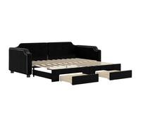 QJBSAVVA Lit de Repos avec Gigogne et 2 Tiroirs Canapé-Lit Noir 100x200cm