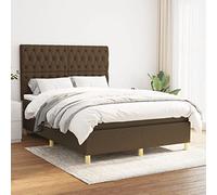 QJBSAVVA Lit Double 140x190 cm en Tissu Polyester Marron foncé avec sommier à Lattes Matelas Ressorts ensachés et tête de lit réglable pour Adulte Chambre ou Studio