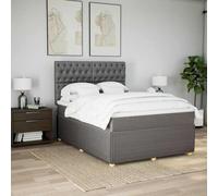 QJBSAVVA Lit Double 160x200 cm avec Matelas à Ressorts ensachés, tête de lit réglable, LED intégrées, Tissu Taupe, Cadre pin et contreplaqué, Design Moderne pour Chambre Adulte ou ado