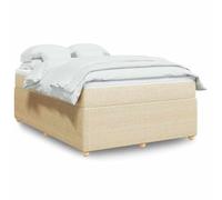QJBSAVVA Lit Double 160x200 cm avec sommier à Lattes, Matelas Ressorts ensachés et surmatelas Mousse, Housse Polyester crème Respirante pour Adulte, Chambre ou Chambre d'amis