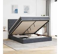QJBSAVVA Lit Double 180x200 avec Rangement Coffre et Matelas sommier tapissier Velours Gris foncé Cadre Adulte 203x180x118 cm LED intégrées Sommeil Confortable pour Chambre Moderne