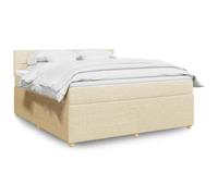 QJBSAVVA Lit Double 180x200 cm avec sommier à Lattes Matelas Ressorts ensachés LED Ambiance crème Tissu Polyester pour Chambre Adulte et ado