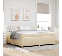 QJBSAVVA Lit double, crème, 200 x 200 cm, en tissu de luxe, avec matelas en mousse de fermeté moyenne et sommier à lattes, design moderne pour chambre à coucher et chambre d'amis