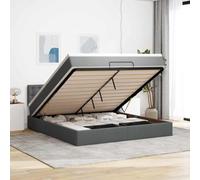 QJBSAVVA Lit Double en Tissu Gris 180x200 cm avec Rangement Ottoman LED réglable pour Adultes et Adolescents, Cadre capitonné Moderne pour Chambre